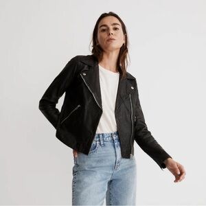 Madewell Washed Leather Motorcycle Jacket S